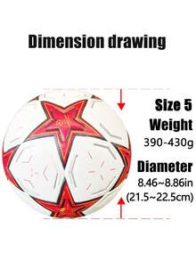 1 quả bóng đá da PU số 5 chất lượng cao có độ đàn hồi cao, chống mài mòn, chống nổ, liên kết nhiệt liền mạch, bóng đá luyện tập cho người lớn - Đỏ - Xem 3