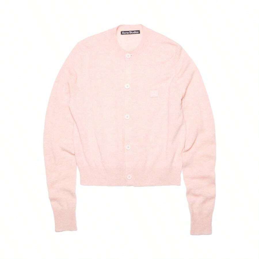 Acne Studios Face Patch Crop Cardigan Pink SHEIN USA