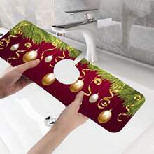 1 miếng, Miếng thấm nước bằng bùn Diatom Giáng sinh vui vẻ, Vật dụng trang trí Giáng sinh, Có thể cắt được, Miếng thấm nước cho vòi nước phòng tắm, Miếng thấm nước chống trượt chống ẩm, Phụ kiện mặt bếp. - nhiều màu - Xem 5