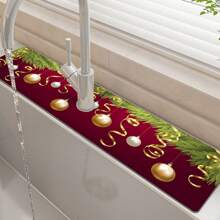 1 miếng, Miếng thấm nước bằng bùn Diatom Giáng sinh vui vẻ, Vật dụng trang trí Giáng sinh, Có thể cắt được, Miếng thấm nước cho vòi nước phòng tắm, Miếng thấm nước chống trượt chống ẩm, Phụ kiện mặt bếp. - nhiều màu - Xem 3