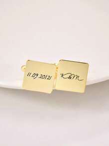 个性化镌刻袖扣、婚礼角色袖扣、个性化姓名日期方形袖扣、伴郎伴郎袖扣、伴郎礼物 - 方形袖扣 - 查看 13