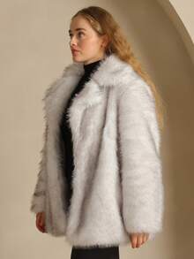 Astrid 大码长袖人造毛皮休闲夹克，时尚日常穿着，秋冬季