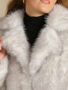 Astrid 大码长袖人造毛皮休闲夹克，时尚日常穿着，秋冬季