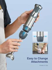 Hand Blender 1000W, Reemix 5-In-1 Electric Stick Blender, Copper Motor Stainless Steel Blade Stick Blender Mixer With Turbo Mode, Baby Food Blender With Mixing Beaker (Black) - Black - View 3