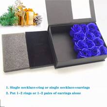 Cajas de regalo con diseño de rosa (joyería no incluida), elaboradas en material de rosa, la caja de regalo es de papel, se puede combinar con diversos tipos de joyería, estilo Ins, de lujo ligero, de alta gama, cajas de regalo ideales para decoración del hogar, regalos de boda, regalos de aniversario de bodas, regalos para la novia, regalos para el Día de la Madre. - Azul - Ver 4