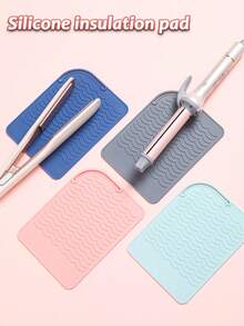 工具垫，通用尺寸直发器和卷发器耐热垫，用于存储和旅行，热造型工具垫，耐热硅胶发型垫存储隔热垫，用于直发器、平板熨斗和卷发器，使用这款防滑硅胶隔热垫保护您的发型设计工具，适用于餐厅酒店商业 - 彩色 - 查看 2