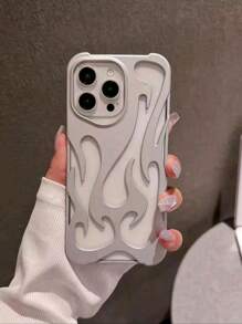 时尚新款镂空火焰图案防摔电镀软壳/手机壳，适用于 17、17 Pro、17 Pro Max、17 Air、Galaxy、15 Pro Max、16 Pro Max、16 Pro、14 Pro Max、14 Pro、13 Pro Max、 16、11、12、13、14、15、A13、A14、A15、S22 Ultra、S23 Ultra、S24 Ultra、S25 Ultra、S22、S23、S24、S25、A16、A53、A54、A55 - 銀色 - 查看 4