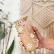 4pcs Conquette Pink Bow UV Dtf Cup Wraps Transfer Sticker For 16oz Glass Cup Waterproof & Scratch-Resistent UV Dtf Wraps Decal For Mug Tumbler Laptop DIY Craft Decorations Back To School