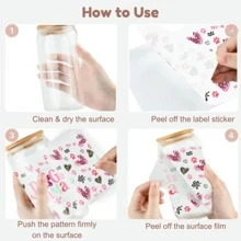 4pcs Conquette Pink Bow UV Dtf Cup Wraps Transfer Sticker For 16oz Glass Cup Waterproof & Scratch-Resistent UV Dtf Wraps Decal For Mug Tumbler Laptop DIY Craft Decorations Back To School