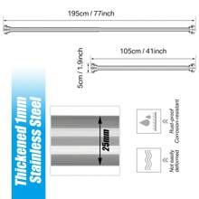 Shower Curtain Rail Extendable Curtain Poles Shower Curtain Pole No Drilling Tension Rods For Curtains Telescopic Curtain Pole Extendable Curtain Rod For Windows, Bathroom, Wardrobe, Door Home Bathroom Decor Fall Decor Bathroom Accessories Back To School - Multicolor - View 4