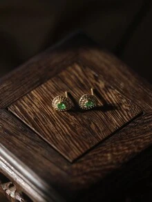 1 cặp bông tai hình giọt nước xanh lá mạ vàng 18K bằng bạc Sterling 925 đính đá Cubic Zirconia cổ điển dành cho nữ, thiết kế cao cấp thanh lịch, thích hợp cho kỳ nghỉ, chụp ảnh, tiệc tùng và tụ họp - màu xanh lá - Xem 6