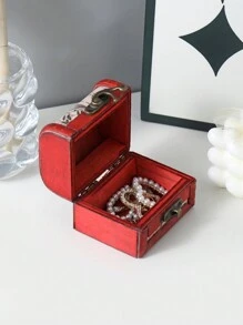 1 件复古皮革风格珠宝收纳盒，简约木盒，装饰宝藏守护者，非常适合个人配饰和收藏品、珠宝收藏、家居装饰、圣诞礼物、新年礼物、男士礼物、女士礼物