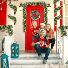 VA-Cerulean Fir Garland 3m 5m 8m Christmas Garland, Christmas Garland With Lighting, Christmas Decoration Garlands With Red Berries And Pine Cones, For Indoor And Outdoor Decoration Of Doors, Walls And Stairs - Model a -300cm - View 3