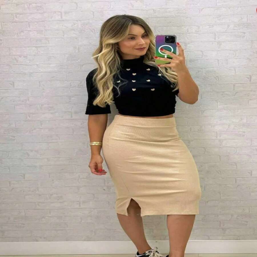 Unmissable New Arrival: Beautiful Ribana Skirt Versatility Modern Style - Màu Khaki - Xem 1