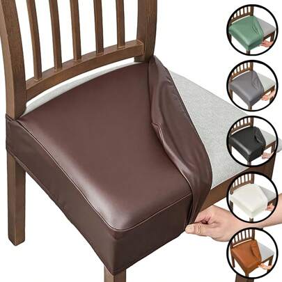 1/4/6pcs Waterproof PU Leather Square Chair Seat Cushion Cover For Dining Room Kitchen Sofa, Removable & Washable Gifts Birthday Graduation