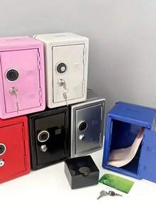 1 Piece Mini Metal Money Saving Box With Lock - Navy Blue - View 8