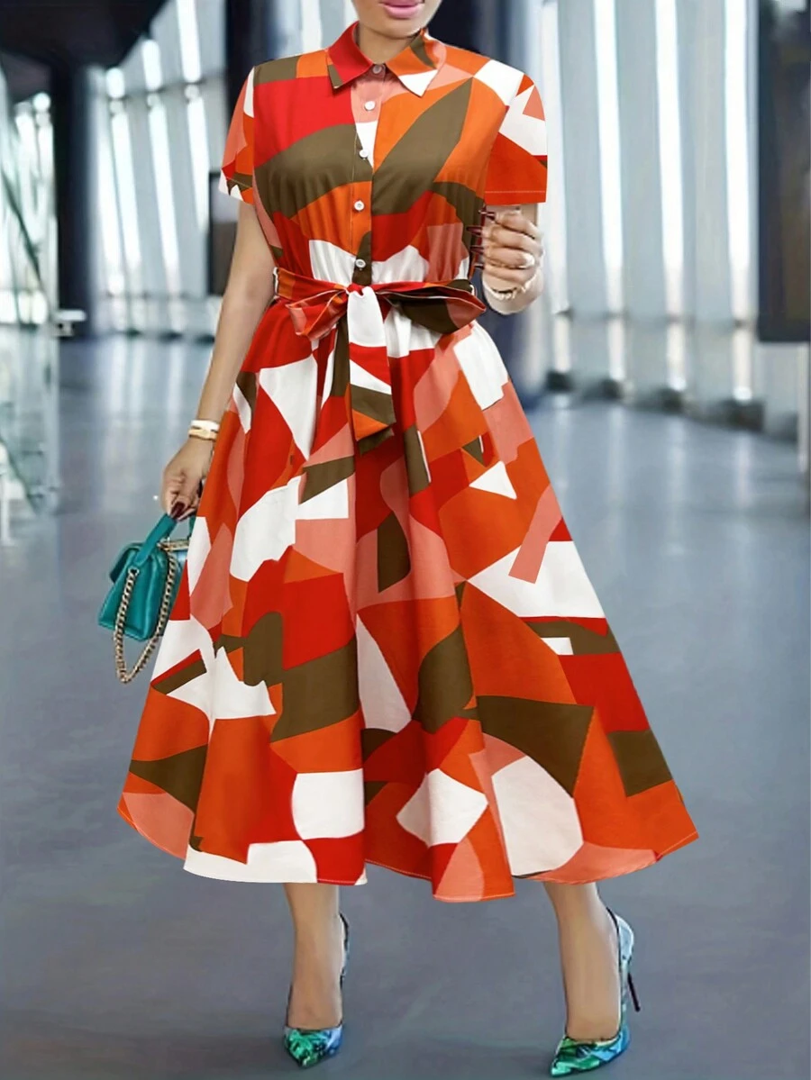 女士波西米亚风夏季连衣裙，女士夏季穿搭，优雅度假装扮 - 彩色 - 查看 1