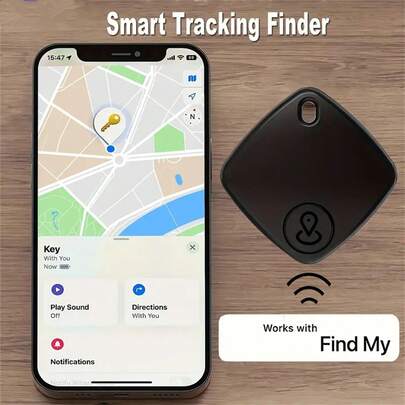1个智能GPS追踪器，兼容苹果“查找我的”应用程序，防丢提醒设备，汽车钥匙和宠物GPS定位器，创意节日礼物（长方形/正方形可选）