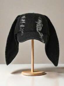1 gorra de béisbol, gorra de béisbol azul con orejeras largas de felpa, linda gorra lavada, gorra de béisbol desgastada lavada negra con orejeras largas de felpa, adecuada para presentaciones en el escenario y vacaciones de invierno y otoño - Multicolor - Ver 9