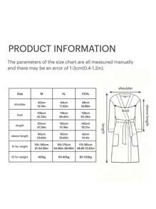 1件加长法兰绒浴袍，优雅成人法兰绒浴袍，保暖内衬，适用于酒店、水疗中心、美容院，吸水性强，速干，宽松版型，多色可选，简约设计，浴室及家居必备品 - 彩色 - 查看 3