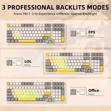 ATTACK SHARK X MAGIC-REFINER K3MAX Gaming Keyboard, Mechanical Keyboard 18 RGB Backlit Wired, Apex Pro TKL Keyboard Hot Swap 100 Keys With Numpad, Anti-Ghosting, Eva Foam, Blue Switches, Win - 黃色 - 查看 3