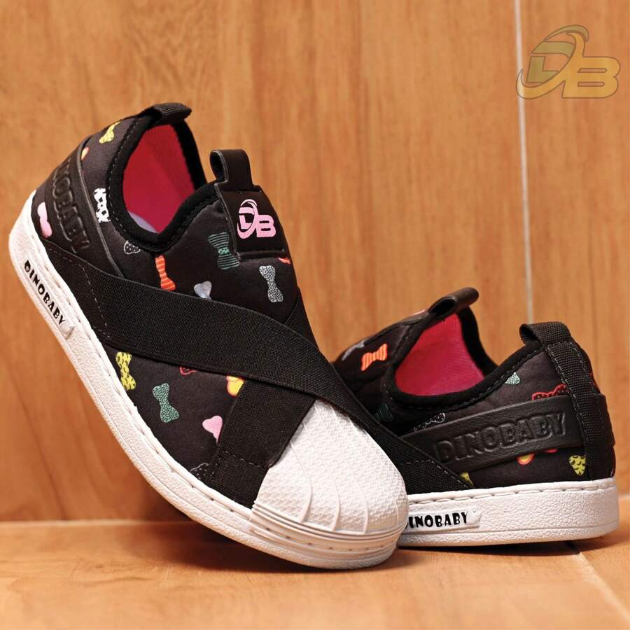 Baby Girls' Sneakers With Bow Print, Comfortable, Laceless, Stitched Sole, School Shoes - 玫紅色 - 查看 1