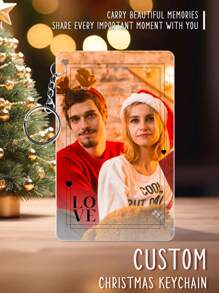 1 pieza Llavero personalizado de Navidad con foto y nombre, llavero de Navidad personalizado con foto, llavero personalizado con foto y nombre, llavero acrílico personalizado, regalos de Navidad, regalo para él/ella, regalo de pareja, mejor regalo para mamá, papá, esposa, esposo, novia, novio, regalo de Navidad, regalos del Día de Halloween, regalos de Acción de Gracias, Feliz Navidad
