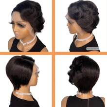 Short Human Hair Wigs Pixie Cut Straight Remy 13x4x1 Transparent Straight Bob Human Hair Wigs For Women - SNatural - View 4