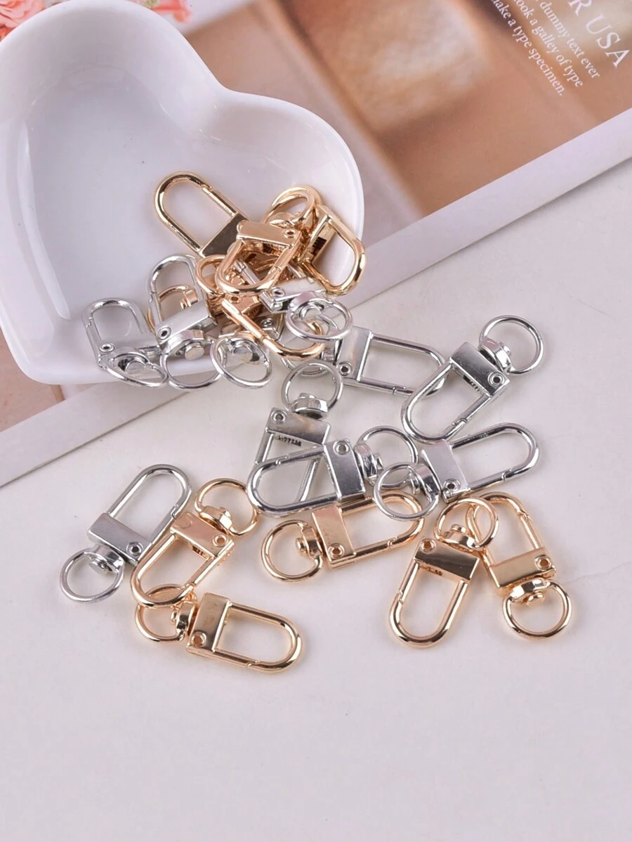 20 pièces/lot Fermoirs à homard en métal, crochets, porte-clés pivotants, boucles pour fabrication de bijoux DIY, accessoires de chaîne de porte-clés - Multicolore - Voir 1