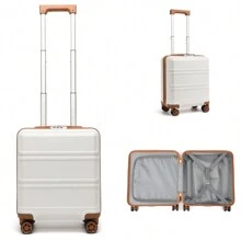 轻便 16 英寸随身行李箱 ABS 硬壳 带 TSA Lock 万向轮 伸缩手柄 适用于机舱旅行行李箱 旅行箱 手提箱 耐用随身携带 - 白色 - 查看 1