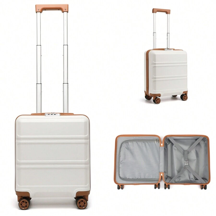 轻便 16 英寸随身行李箱 ABS 硬壳 带 TSA Lock 万向轮 伸缩手柄 适用于机舱旅行行李箱 旅行箱 手提箱 耐用随身携带 - 白色 - 查看 1