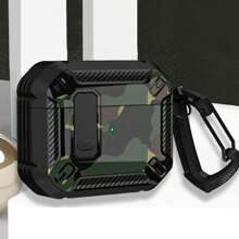 防震黑色/黑色网面/向日葵/迷彩绿蓝牙耳机保护套，适用于蓝牙耳机盒，防刮防摔 - 黑色 - 查看 8