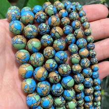 Hạt tròn trơn màu xanh dương, đỏ, trắng sọc, xanh ngọc, dài 15 inch, kích thước 4/6/8/10/12mm, dùng để tự làm trang sức. - màu ngọc lam - Xem 38