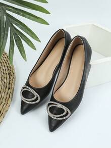 Women Fashionable Versatile Soft Pointy Toe Slip-On Flats, Comfortable Casual Wear For Spring And All Seasons - Black - View 4