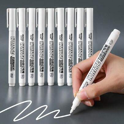 1 件/2 件/3 件/4 件/5 件/6 件/7 件/8 件/9 件/10 件/11 件/12 件白色记号笔酒精漆油性防水轮胎绘画涂鸦笔永久性凝胶笔适用于织物木材皮革记号笔