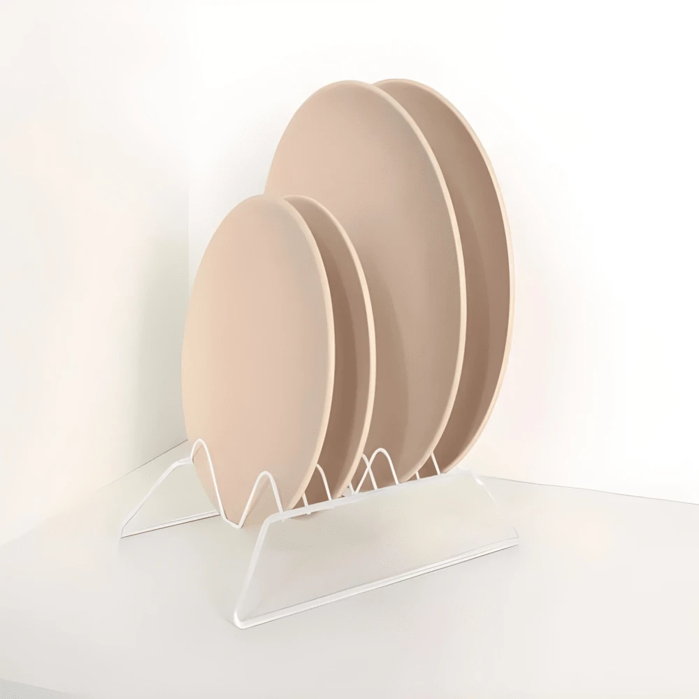 Dish Rack Holder Kitchen Cabinet Vertical Organizer Wire Steel - trắng - Xem 1