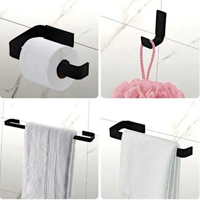 Kit Acessórios Para Banheiro Preto Acetinado 2 Peças em Metal