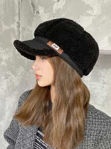 1 件装女士韩版秋季仿羊毛八角帽，保暖内衬厚冬季保暖棒球帽，休闲日常使用 - 彩色 - 查看 10