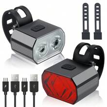 1 件 USB 可充电亮红白自行车灯组，山地自行车前灯和尾灯，适合户外骑行 - 彩色 - 查看 2