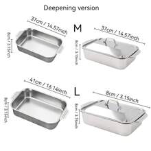 1 件深烤盘，带不锈钢盖，家用厨房配件 - 銀色 - 查看 9