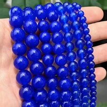 Naturalny czerwony żółty niebieski chalcedon AAAAA luźne koraliki do wyrobu biżuterii DIY zawieszki bransoletki kolczyki 15" pasmo 4/6/8/10mm