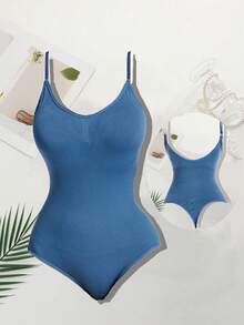 Women's One-Piece Slim Body Shaper Postpartum Abdomen Control Waist Trainer - Navy Blue - View 6