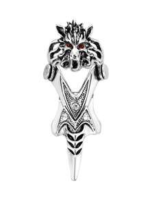 1pc Vintage Dragon Head Alloy Punk Ring For Men & Women - Antique Silver - View 7