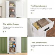 Tall Storage Cabinet, Bathroom Cabinet With 6 Shelves & Drawer, Narrow Storage Cabinet With Ajustable Shelves, Tall Cabinet For Living Room, Home Office