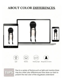 Double Ponytail Long Braided Wig With Bangs For Women&Girls Wednesday Cosplay Wig Halloween Costumes Wigs Party Cosplay Gifts Selfie Use - Black - View 8