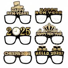 2025 Black Happy New Year Paper 3D Glasses Chi Ldren Photo Props Decoration Supplies,Christmas - Multicolor - View 1