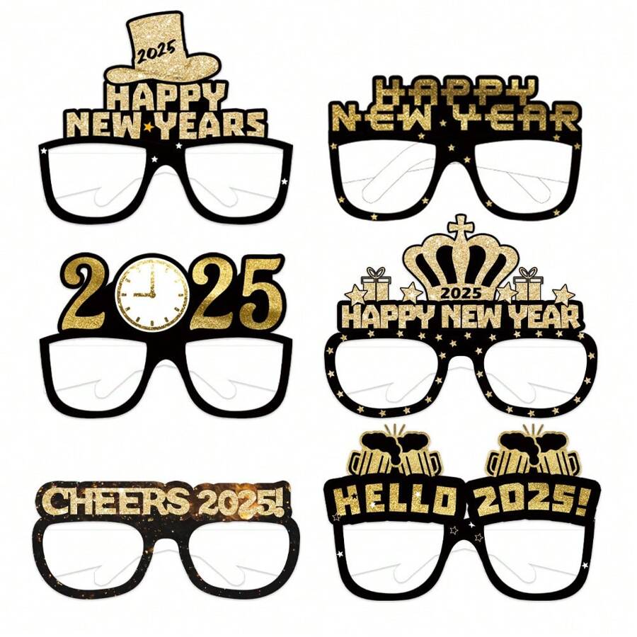 2025 Black Happy New Year Paper 3D Glasses Chi Ldren Photo Props Decoration Supplies,Christmas - Multicolor - View 1