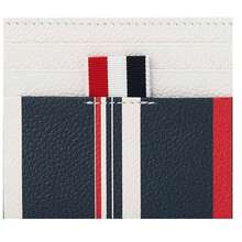 Thom Browne Three Stripe Tab Striped Single Card Wallet Navy White - White - View 4