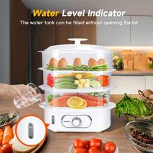 Aigostar 3 Tier Electric Food Steamer 12L, 900W Vegetable Steamer With 60 Minute Timer, Rice Bowl, Stackable Steam Baskets, Healthy Cooking, Easy To Refill- Fit Foodie Pro - UK Plug(220-240V) - View 4
