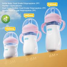 Letter Print Simple Transparent Baby Bottle, 11oz/5oz